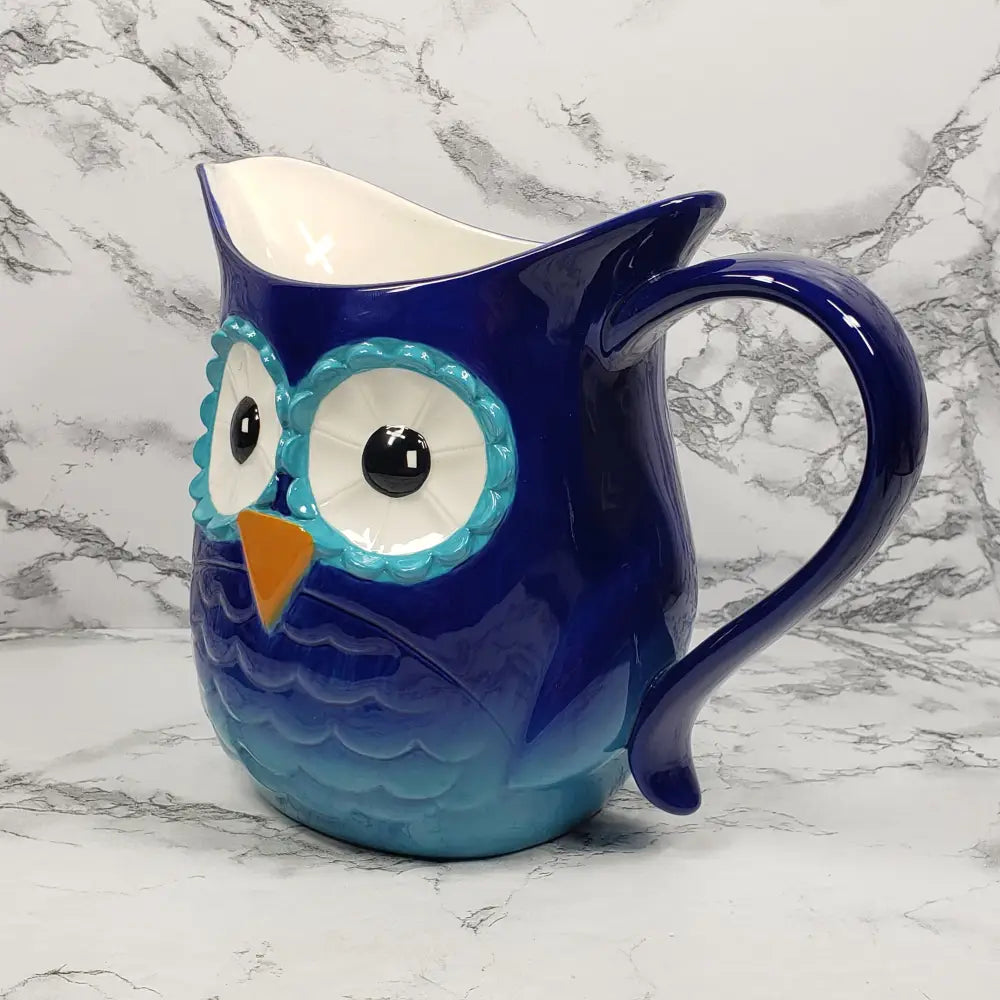Owl Pitcher Grasslands Road Cobalt Blue Decor