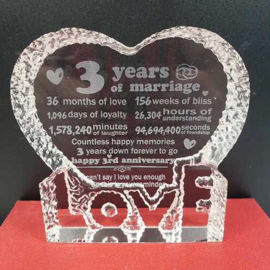 Paperweight Crystal Anniversary Love Decor