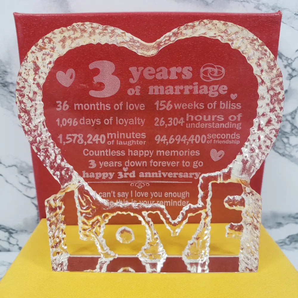 Paperweight Crystal Anniversary Love Decor