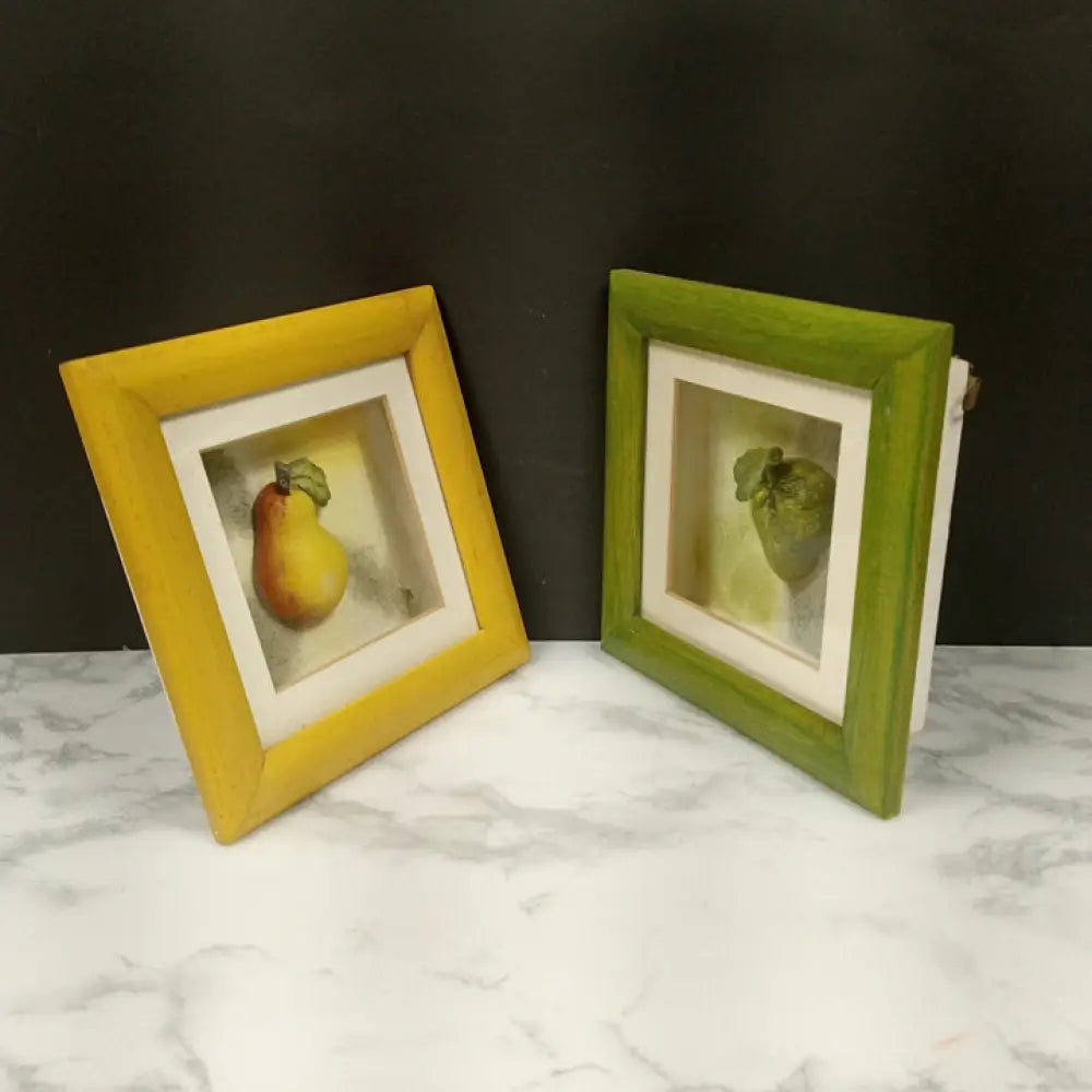 Retro Pear Strawberry Shadow Box Wall Decor ( Vintage)