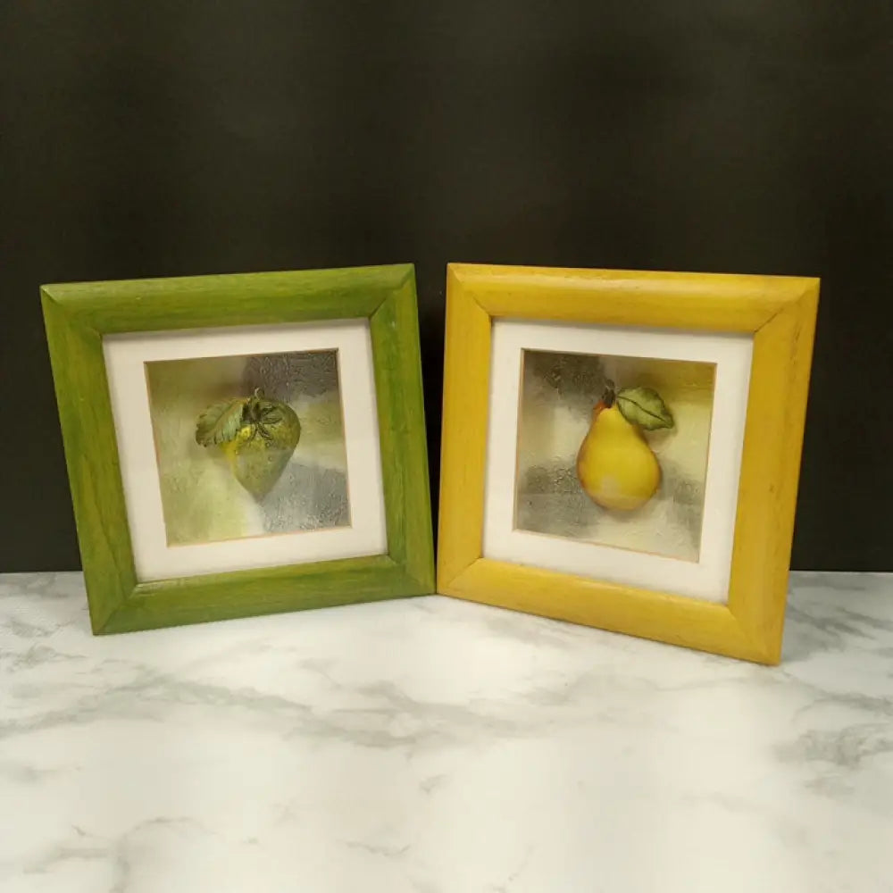 Retro Pear Strawberry Shadow Box Wall Decor ( Vintage)