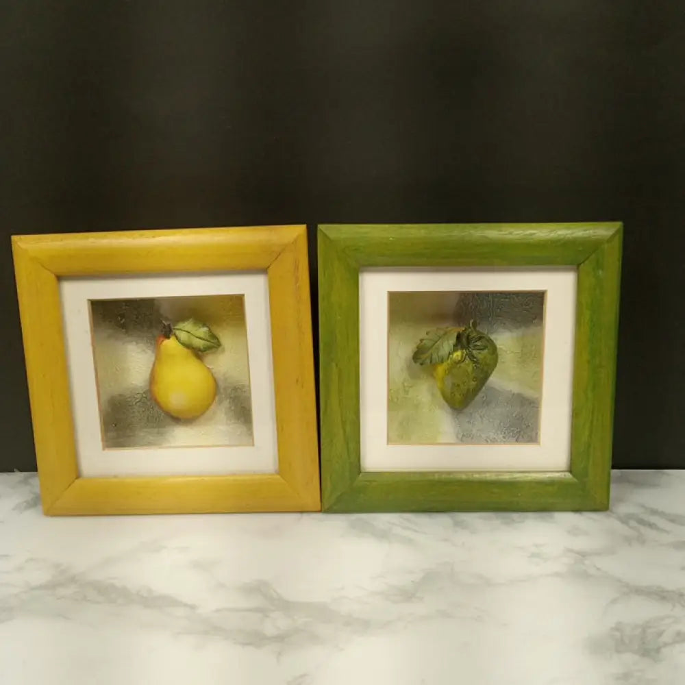 Retro Pear Strawberry Shadow Box Wall Decor ( Vintage)