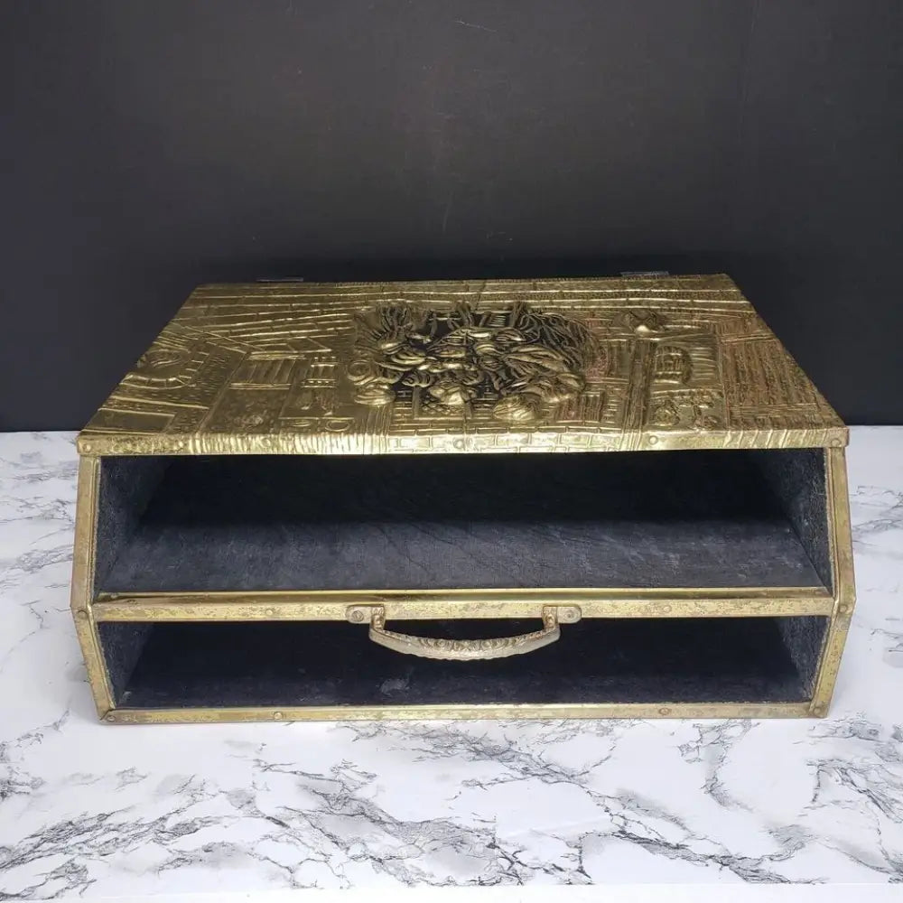 Mid Century Brass Over Wood Magazine Rack - Decor