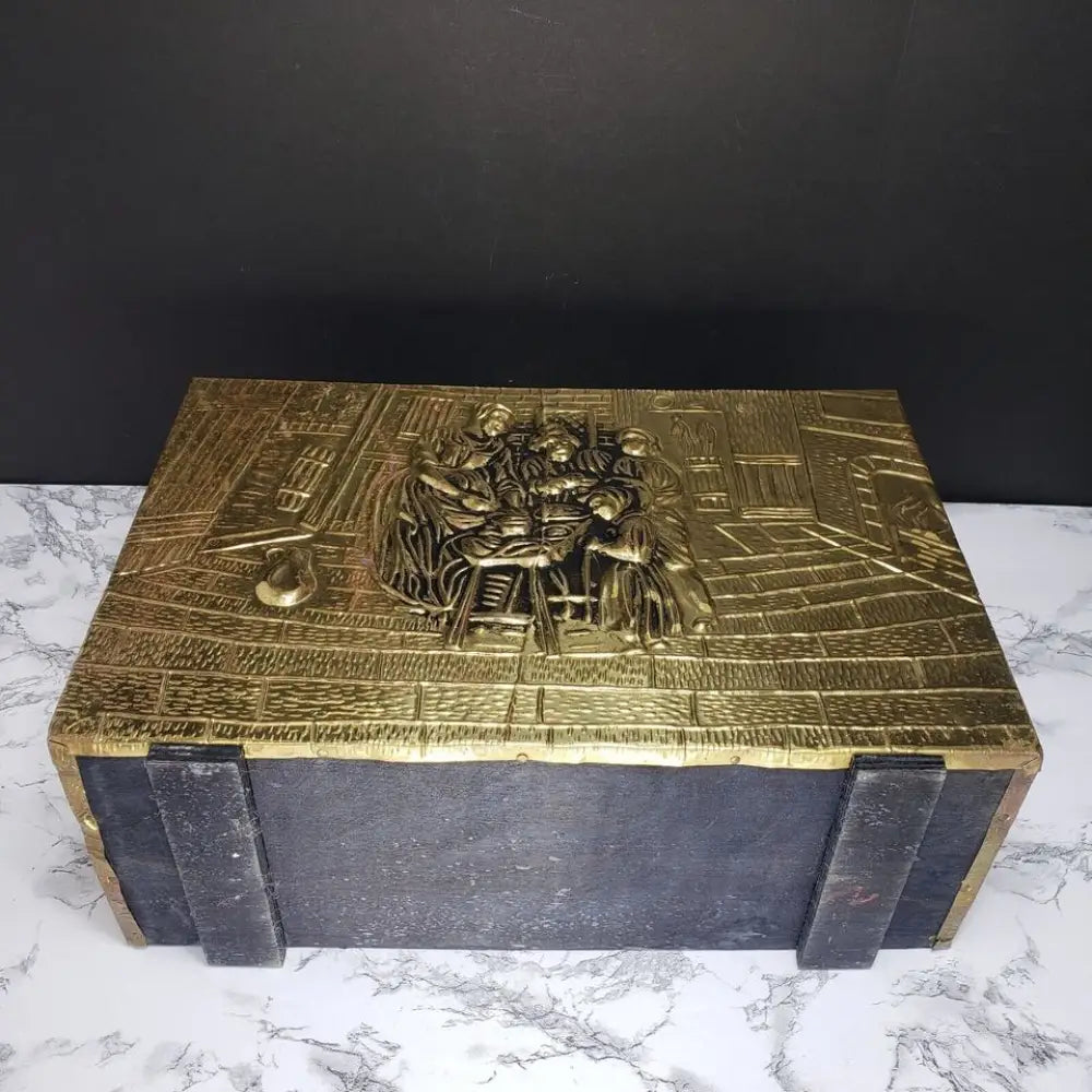 Mid Century Brass Over Wood Magazine Rack - Decor