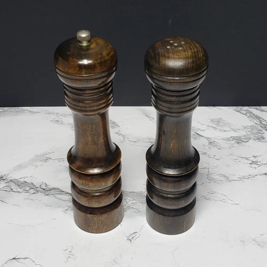 Woodcrest Of Japan Solid Wood Pepper Mill & Salt Shaker (Vintage) Decor