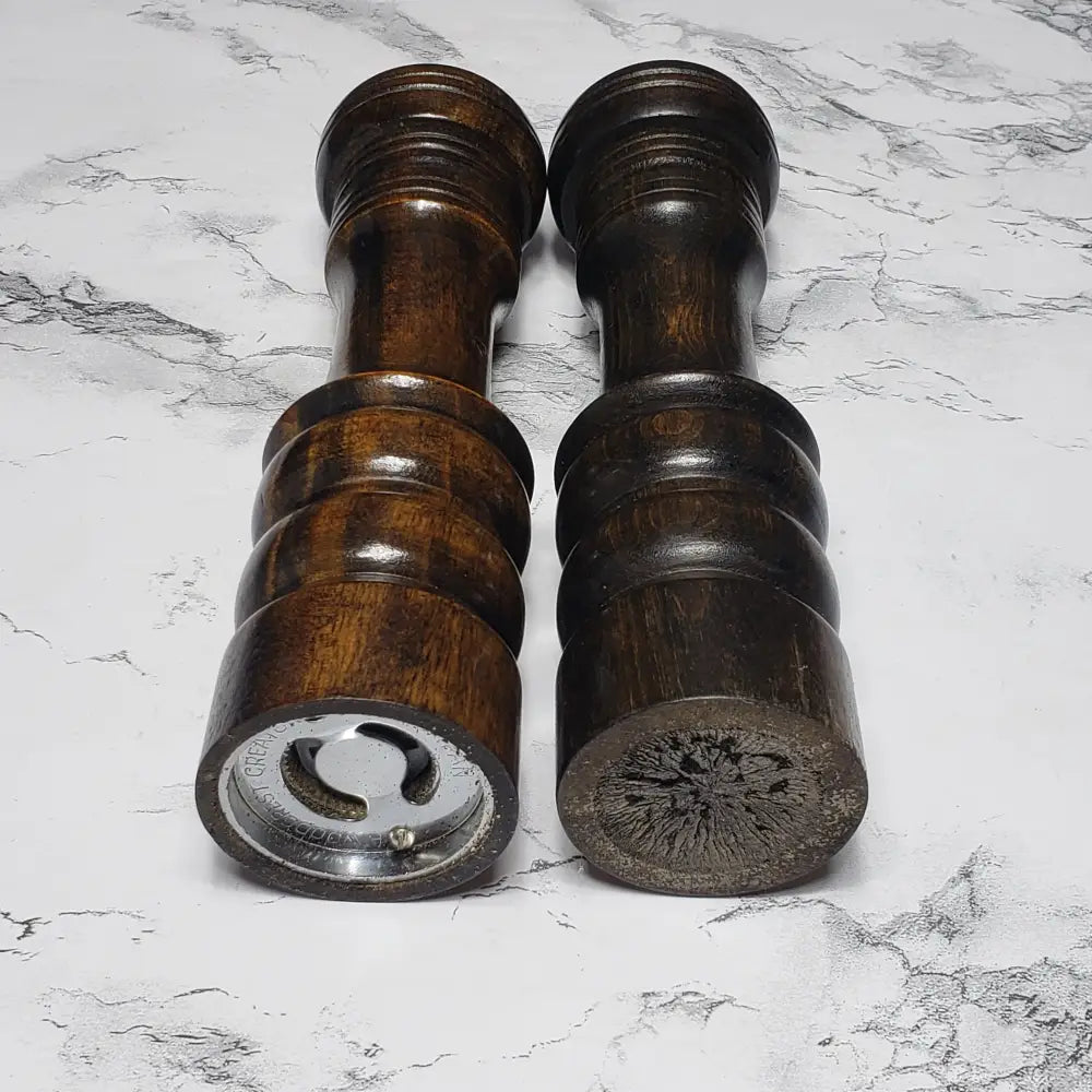 Woodcrest Of Japan Solid Wood Pepper Mill & Salt Shaker (Vintage) Decor
