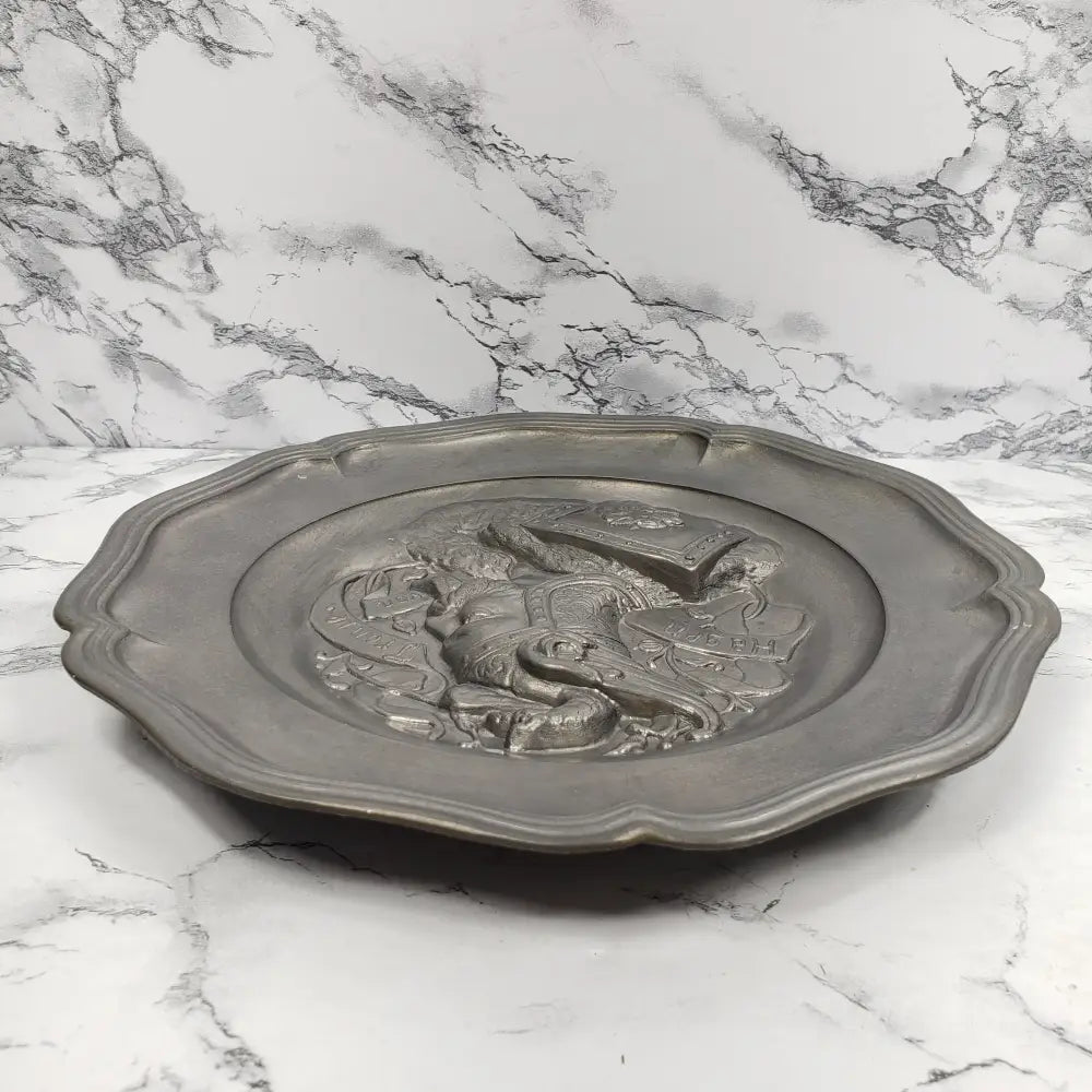 Pewter Hagen Von Tronje Norse High Relief Wall Decor Antique