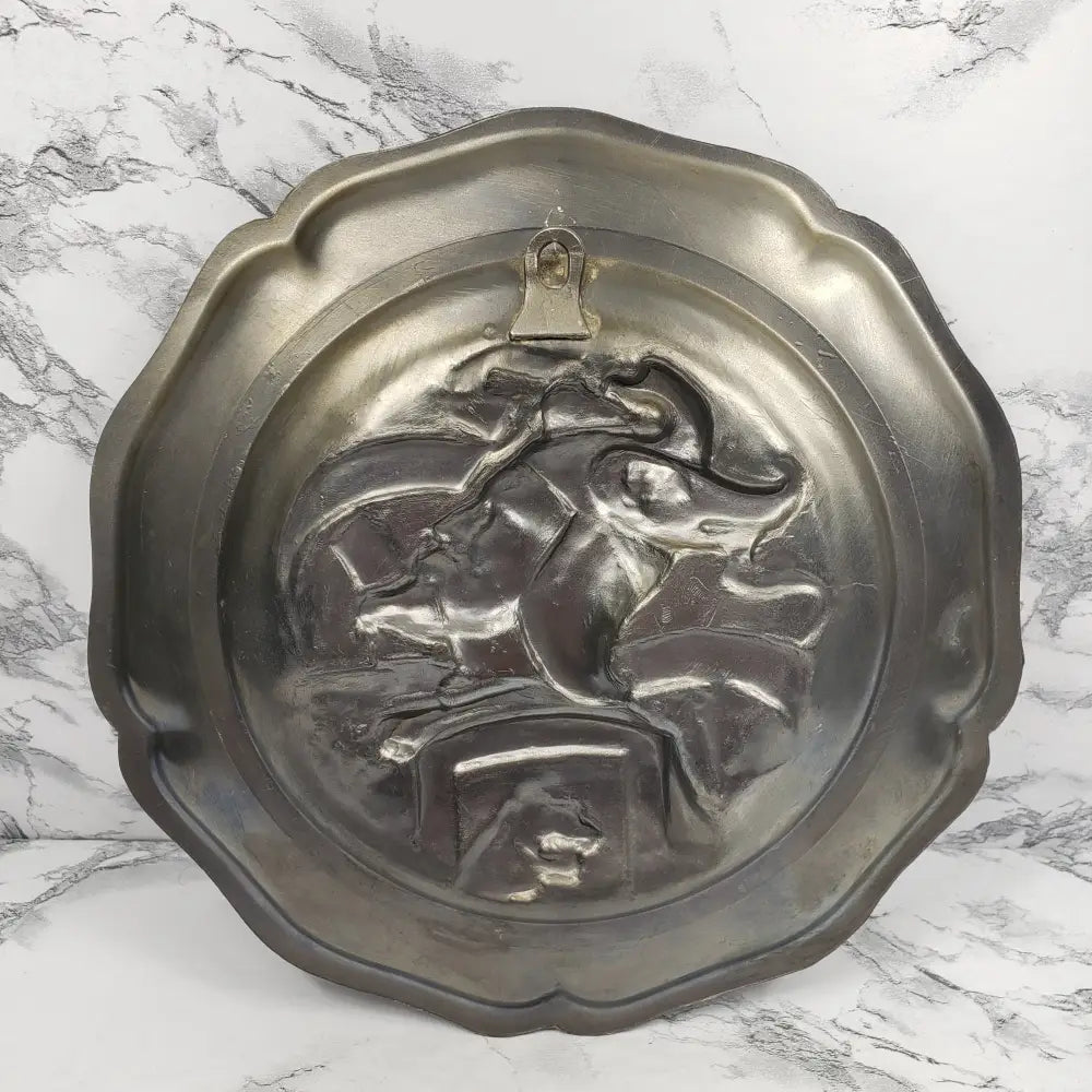 Pewter Hagen Von Tronje Norse High Relief Wall Decor Antique