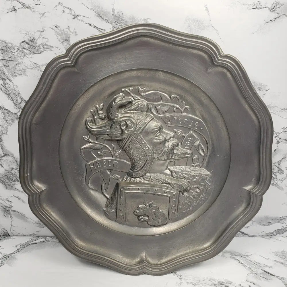 Pewter Hagen Von Tronje Norse High Relief Wall Decor Antique