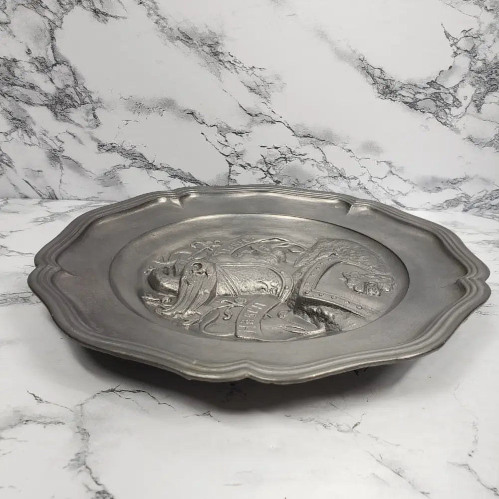 Pewter Hagen Von Tronje Norse High Relief Wall Decor Antique
