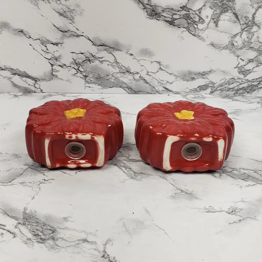 Poinsettia Flower Salt Pepper Shakers Vintage Decor