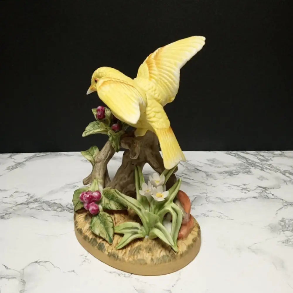 Hand Painted Artist Signed Royal Crown Porcelain Canary ( Vintage ) Decor