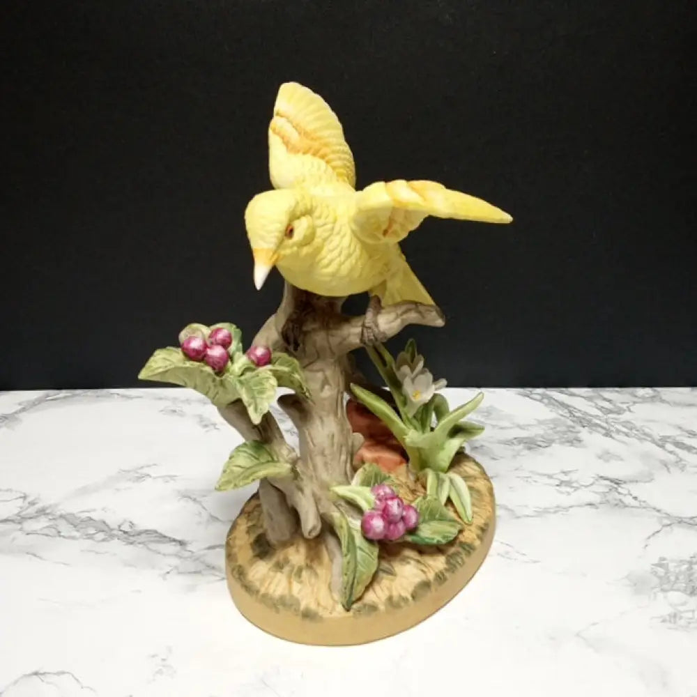 Hand Painted Artist Signed Royal Crown Porcelain Canary ( Vintage ) Decor