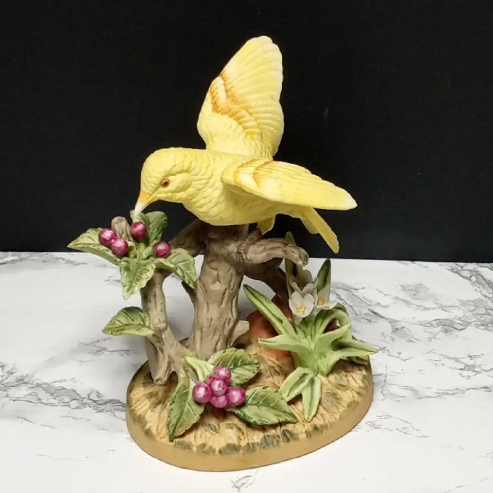 Hand Painted Artist Signed Royal Crown Porcelain Canary ( Vintage ) Decor