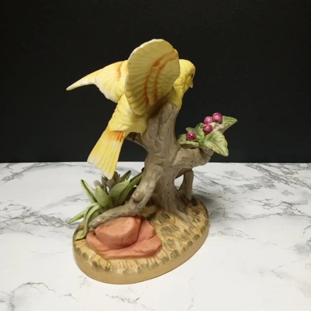 Hand Painted Artist Signed Royal Crown Porcelain Canary ( Vintage ) Decor