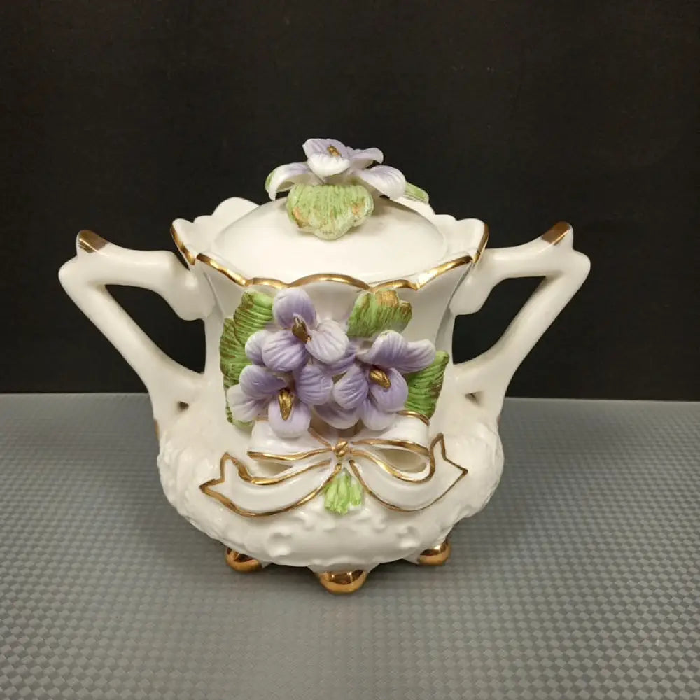 Porcelain Tea Set Purple Violets ( Vintage ) Decor