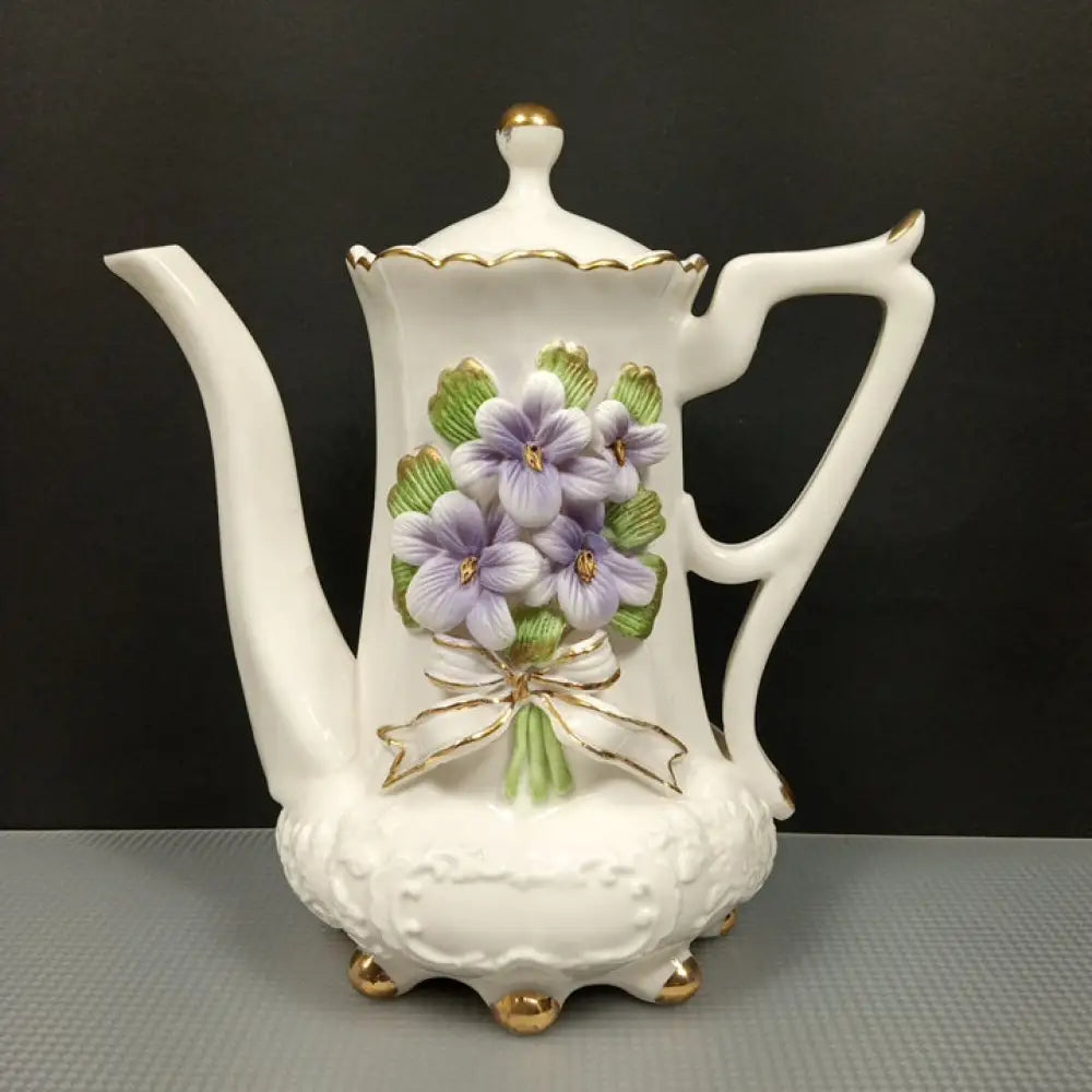 Porcelain Tea Set Purple Violets ( Vintage ) Decor