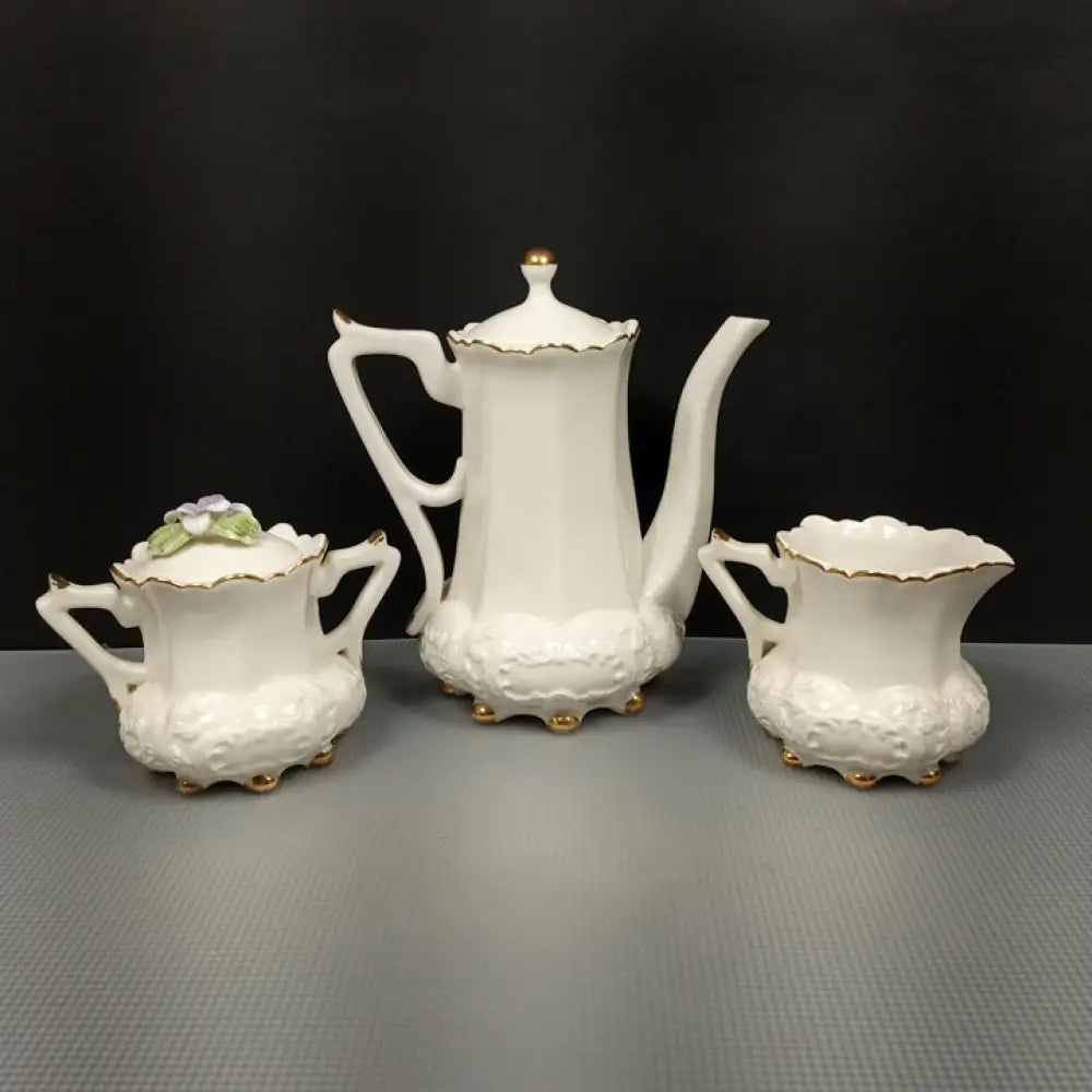 Porcelain Tea Set Purple Violets ( Vintage ) Decor