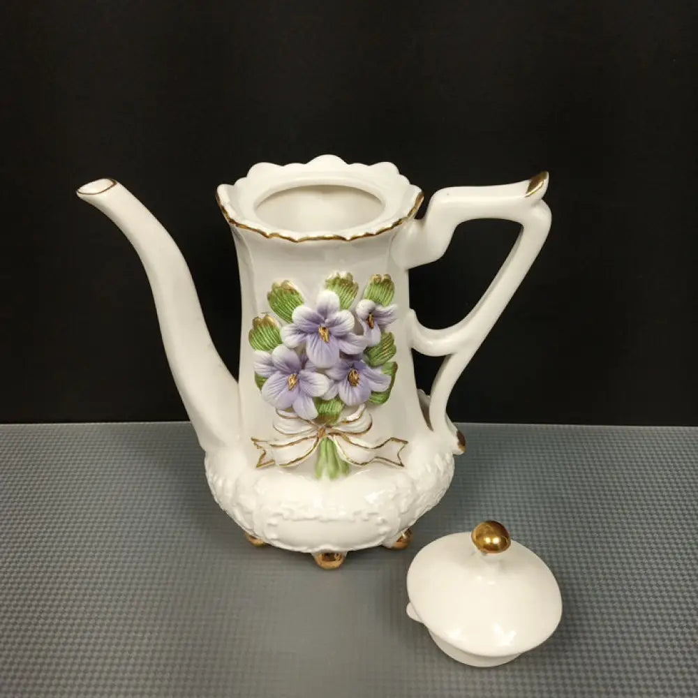 Porcelain Tea Set Purple Violets ( Vintage ) Decor