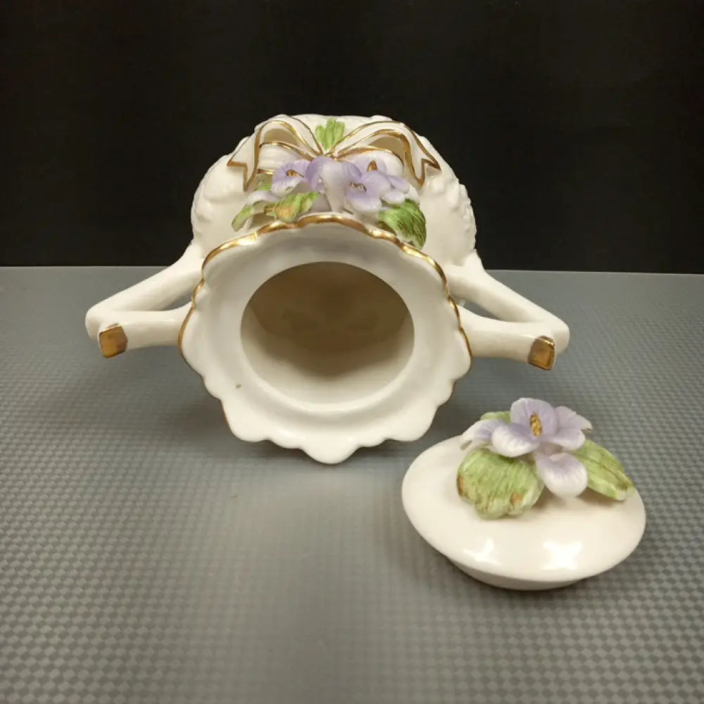 Porcelain Tea Set Purple Violets ( Vintage ) Decor
