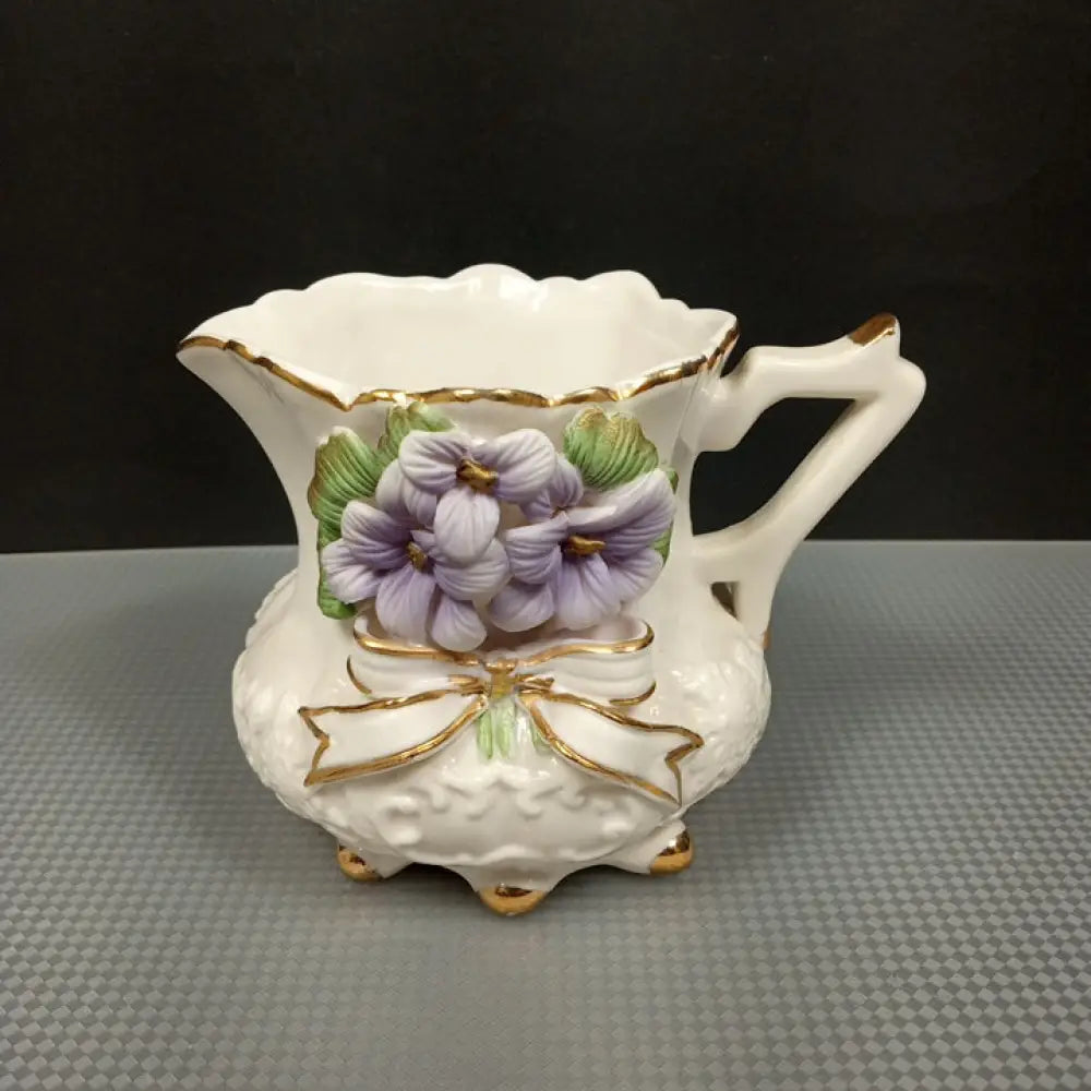 Porcelain Tea Set Purple Violets ( Vintage ) Decor