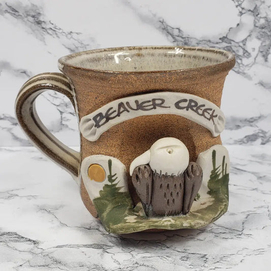 Pottery Mug Eagle Handmade Beaver Creek Colorado Vintage Decor