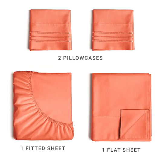 Queen Size 4 Piece Sheet Set - Comfy Breathable & Cooling Sheets Hotel Luxury Bed For Women Men