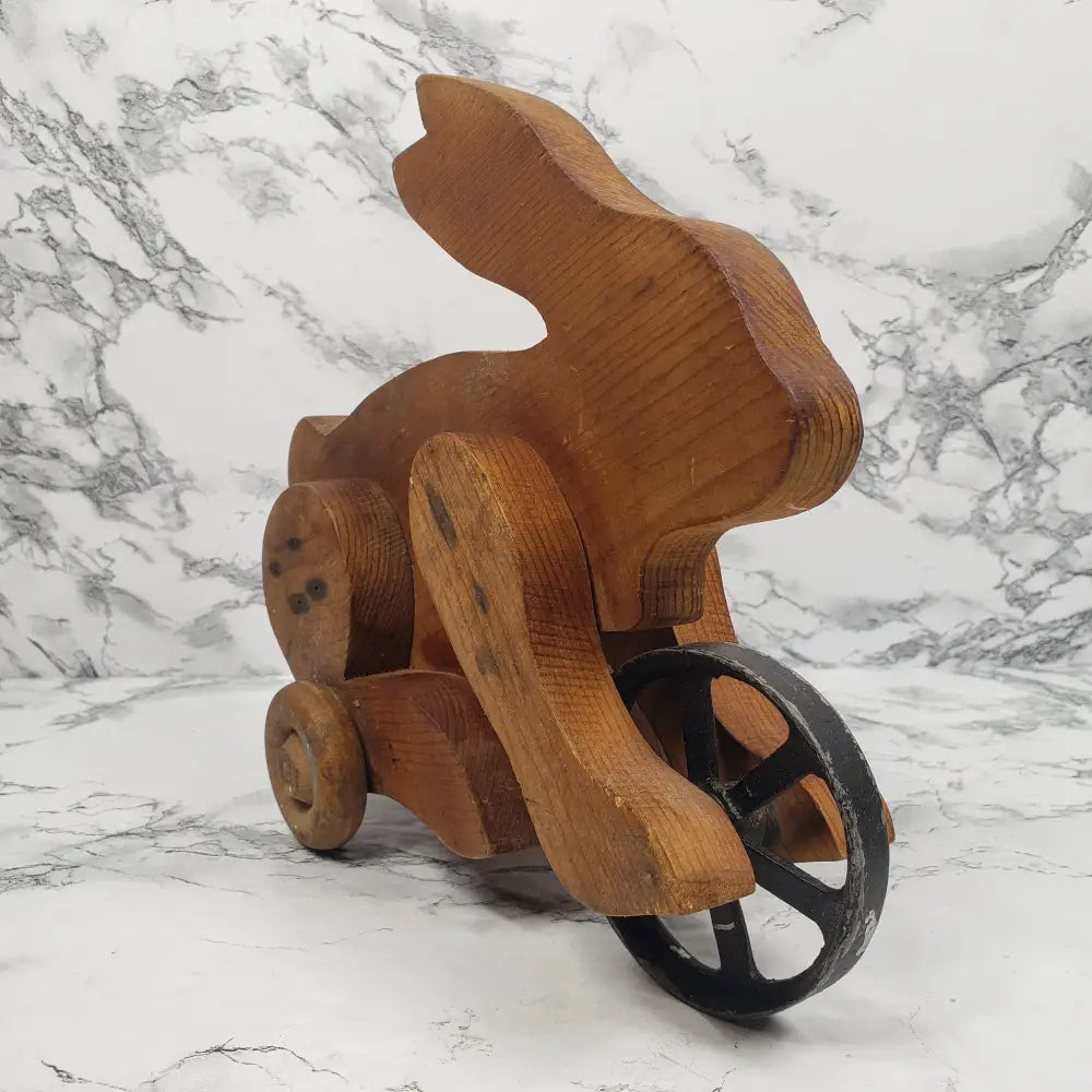Rabbit Primitive Childs Pull Toy Vintage Decor