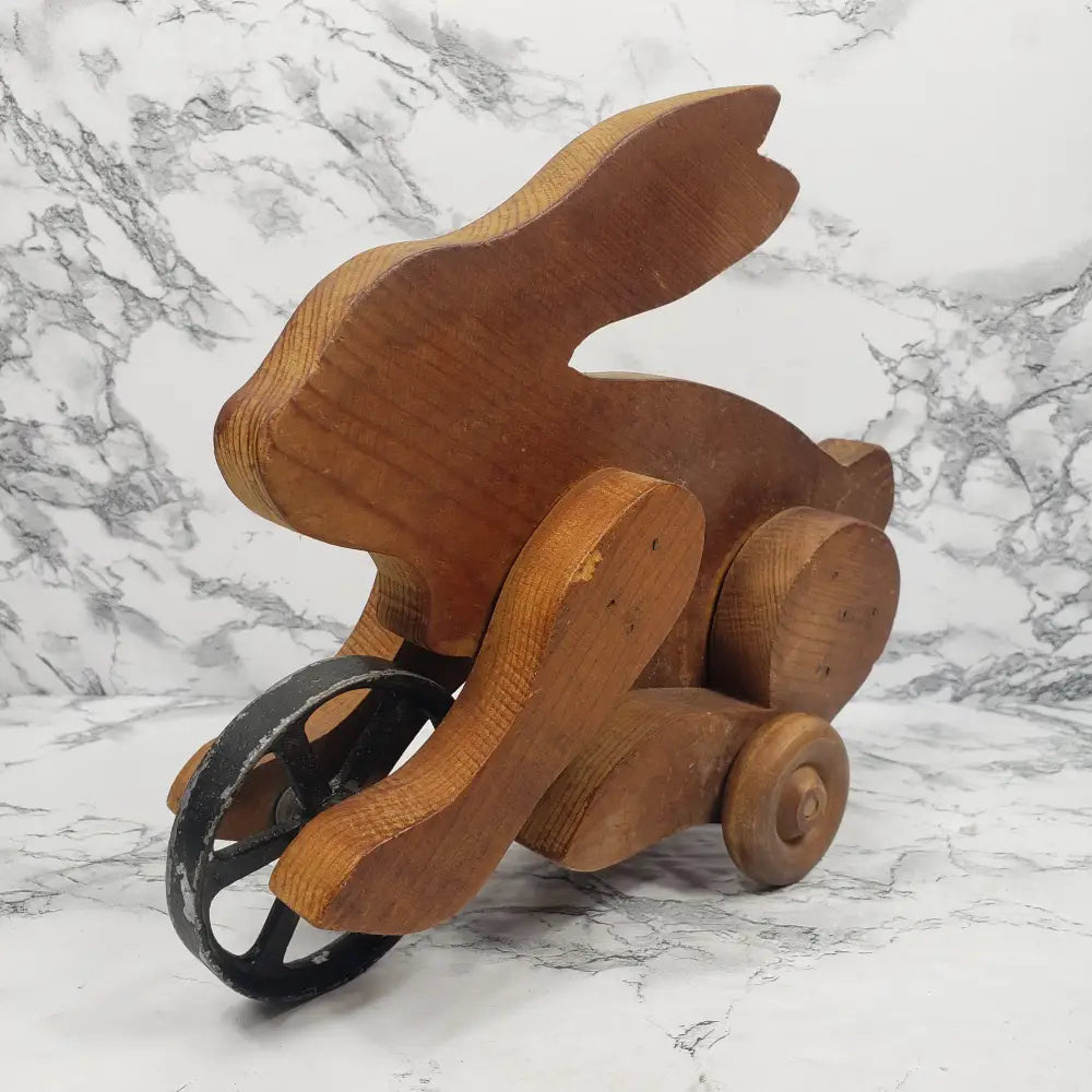 Rabbit Primitive Childs Pull Toy Vintage Decor
