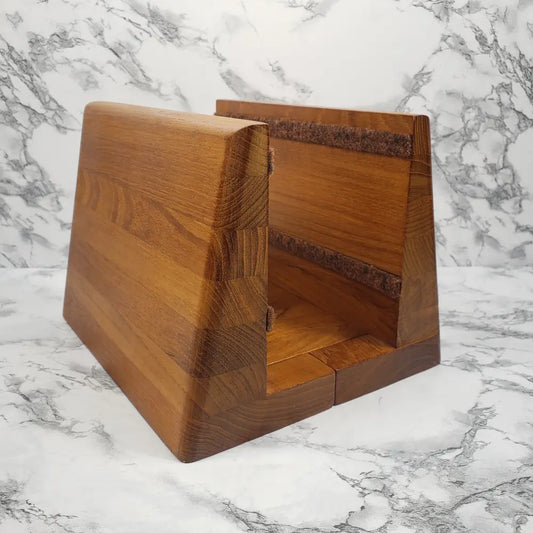 Record Holder Teakwood Kalmar Designs Expanding Vintage Decor