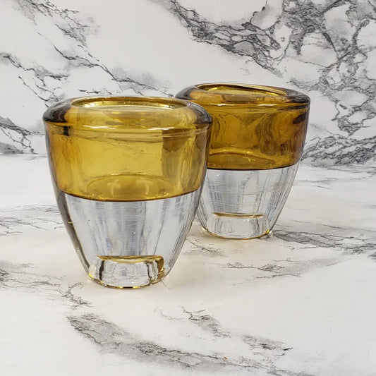 Reversible Art Glass Candle Holders Vintage Decor