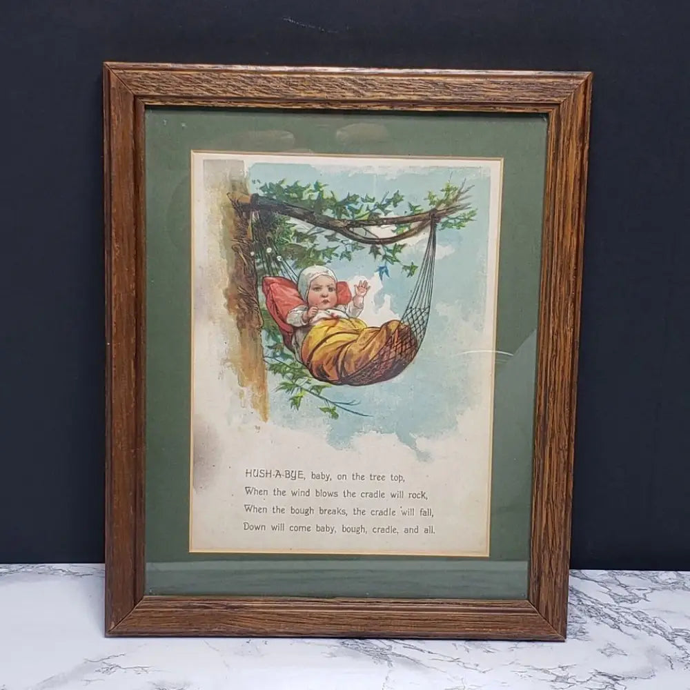 Framed Rock A Bye Baby Nursery Rhyme Vintage Book Page -