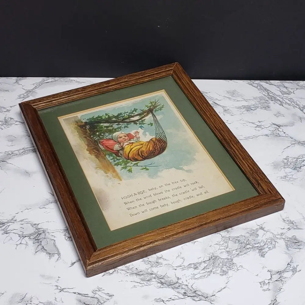 Framed Rock A Bye Baby Nursery Rhyme Vintage Book Page -