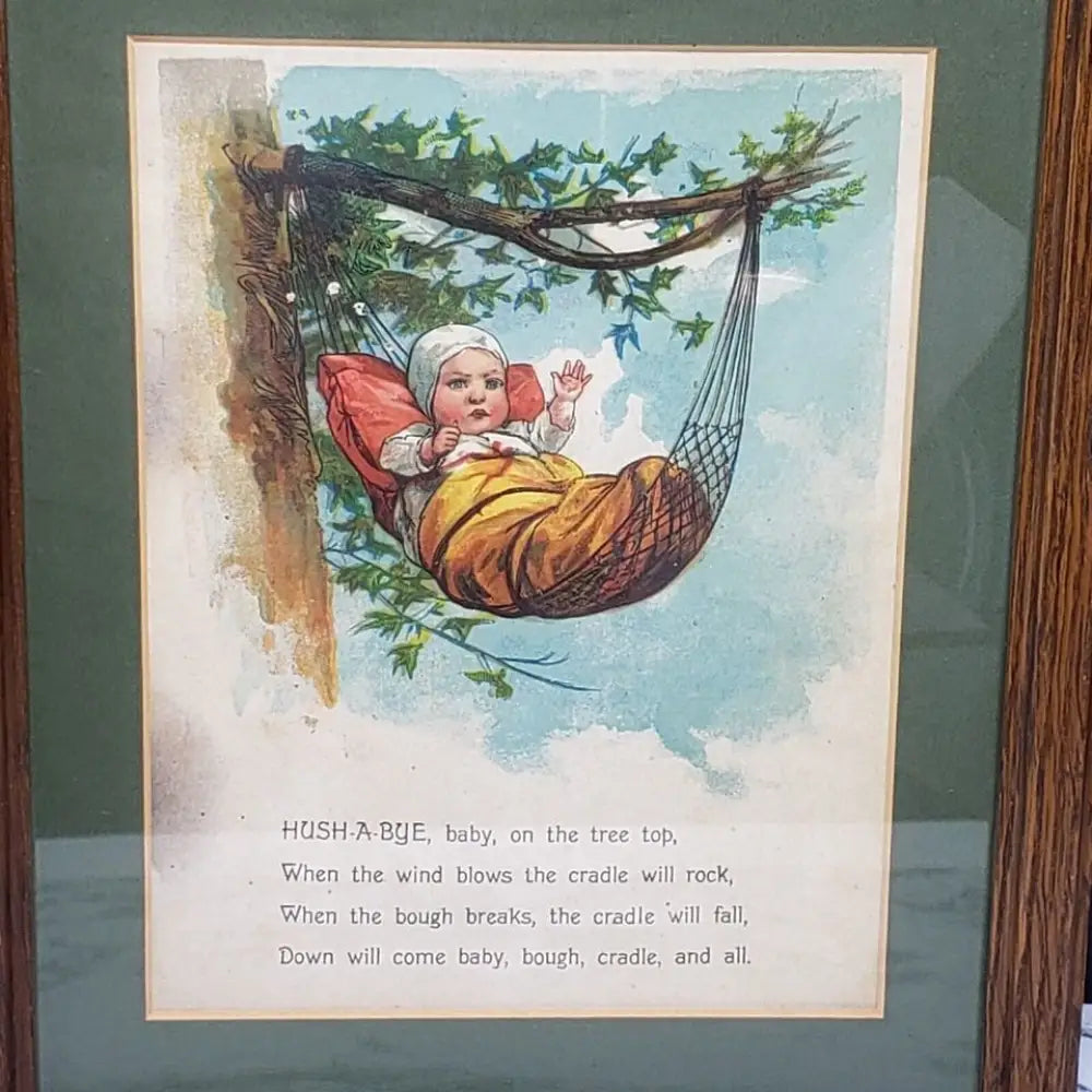 Framed Rock A Bye Baby Nursery Rhyme Vintage Book Page -