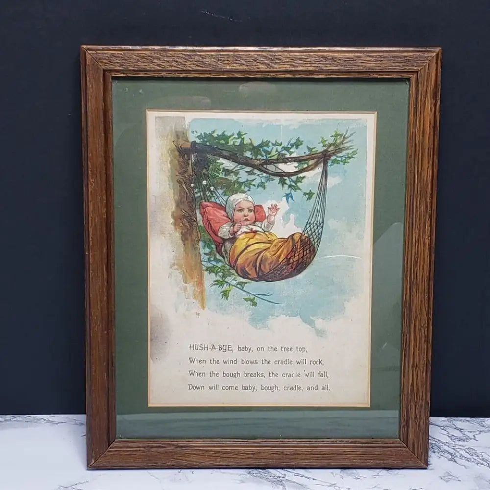 Framed Rock A Bye Baby Nursery Rhyme Vintage Book Page -