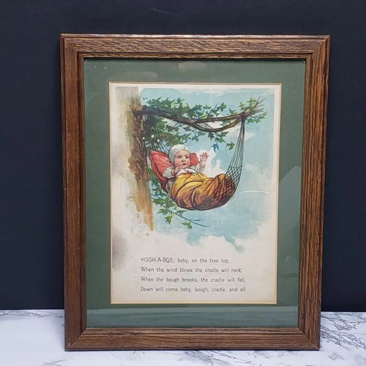 Framed Rock A Bye Baby Nursery Rhyme Vintage Book Page -