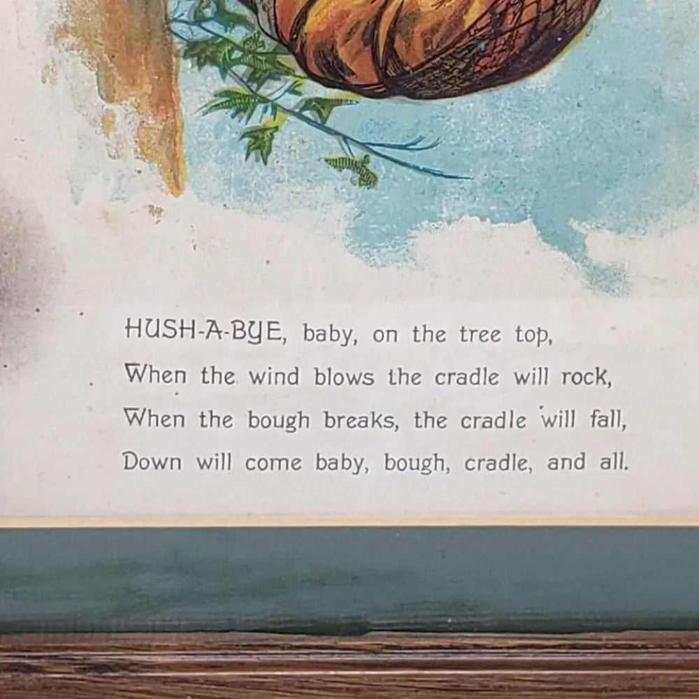 Framed Rock A Bye Baby Nursery Rhyme Vintage Book Page -