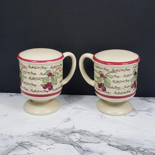 Salt Pepper Shakers Cherry Coffee Cup Vintage &