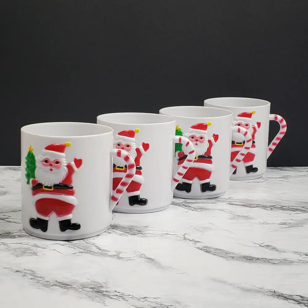 Santa Childrens Cups Set Of Four Vintage Decor