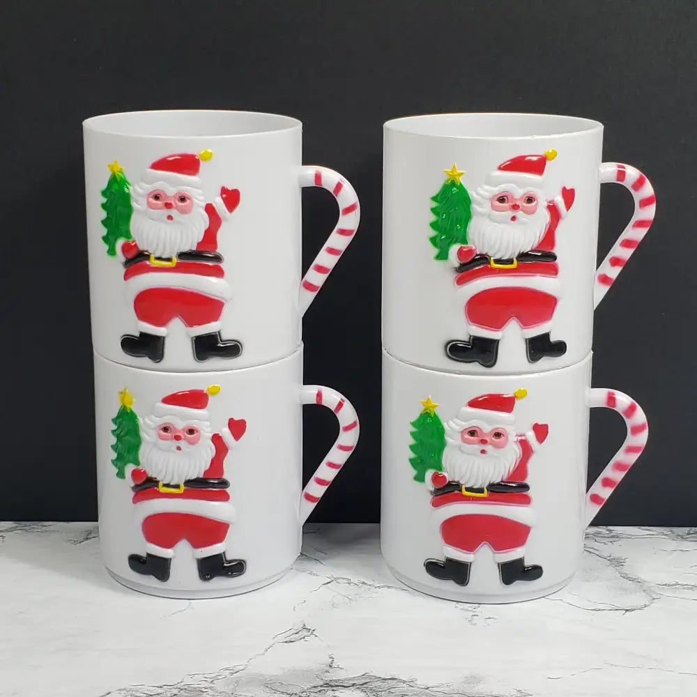 Santa Childrens Cups Set Of Four Vintage Decor