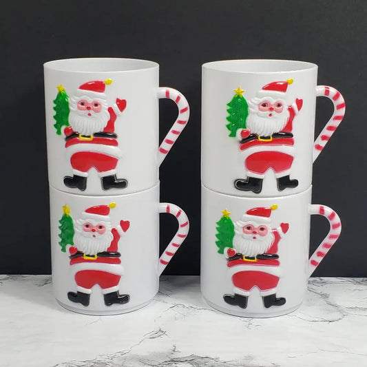 Santa Childrens Cups Set Of Four Vintage Decor
