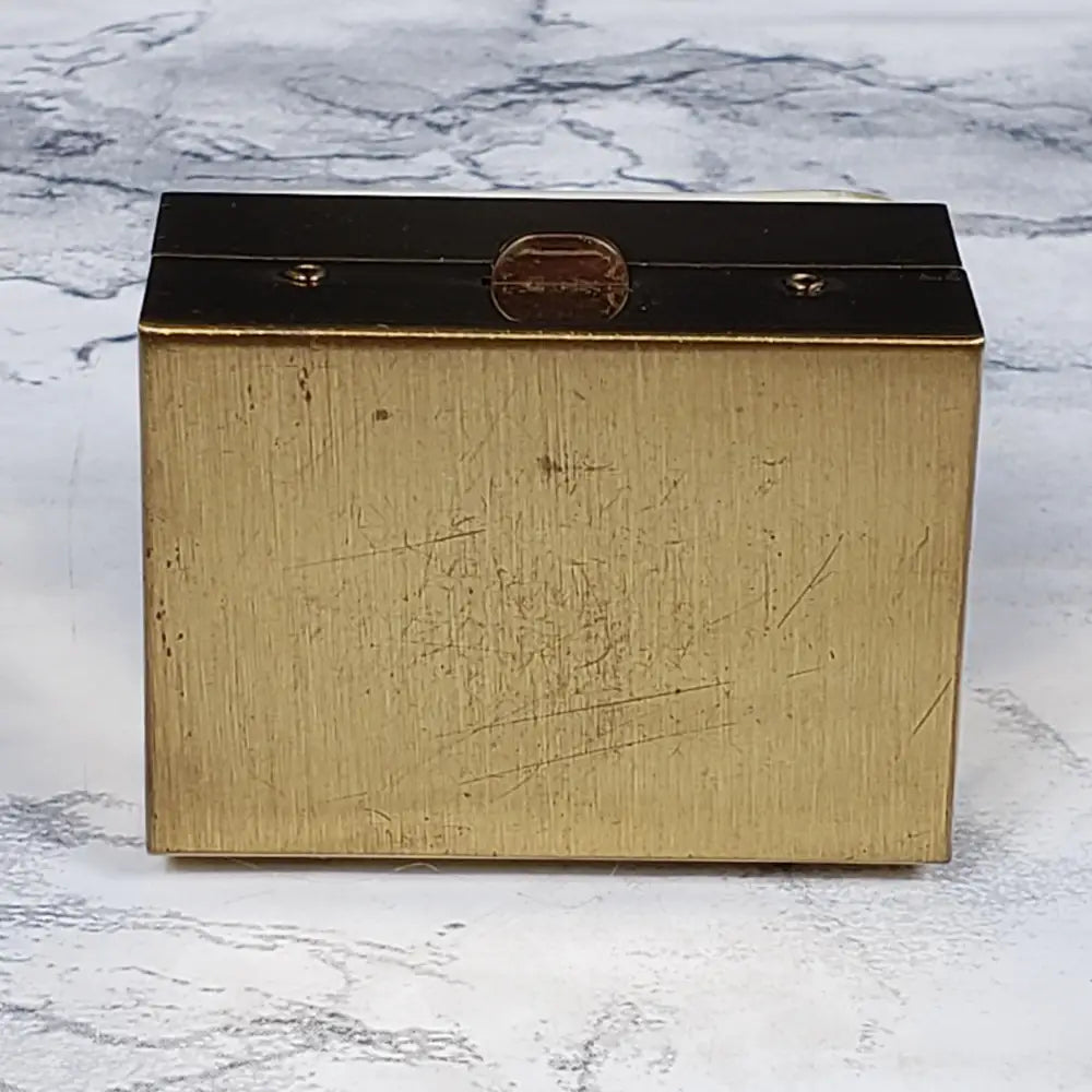 Brass Porcelain Travel Purse Sewing Box Vintage