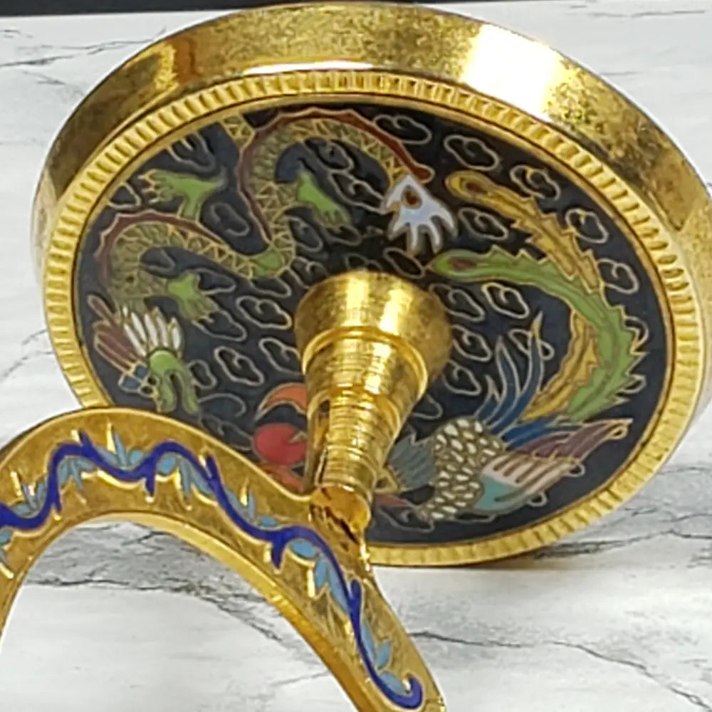 Cloisonné Brass Vanity Mirror Picture Frame Vintage Decor