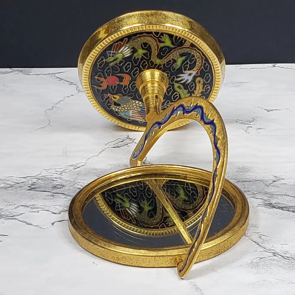 Cloisonné Brass Vanity Mirror Picture Frame Vintage Decor