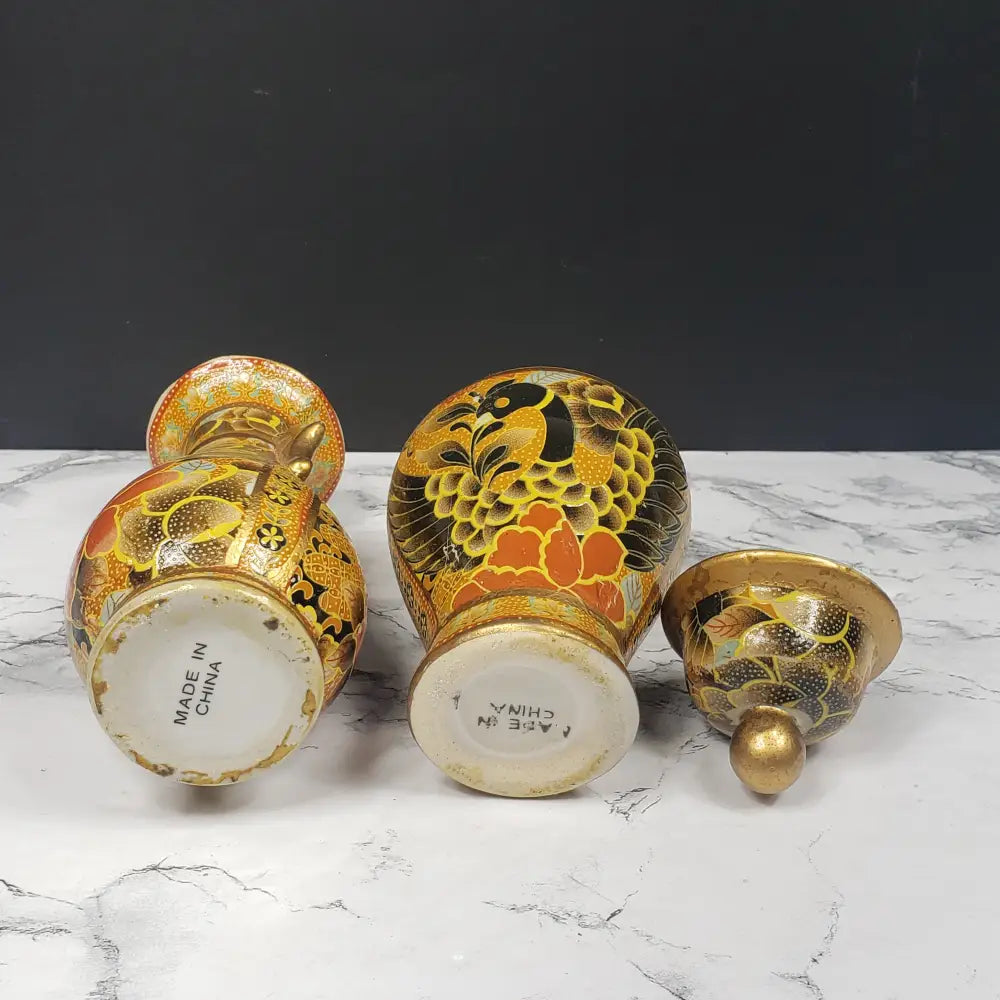 Small Oriental Porcelain Vase Ginger Jar Vintage Decor