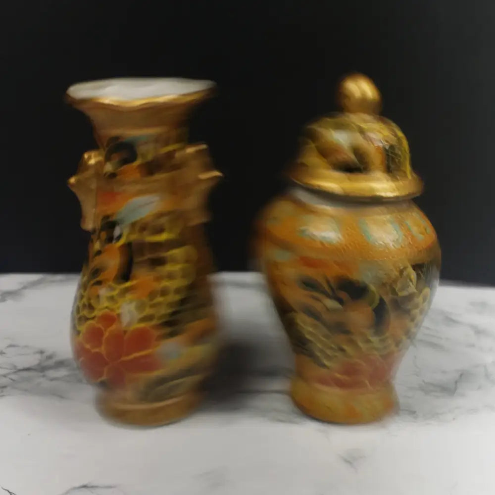 Small Oriental Porcelain Vase Ginger Jar Vintage Decor