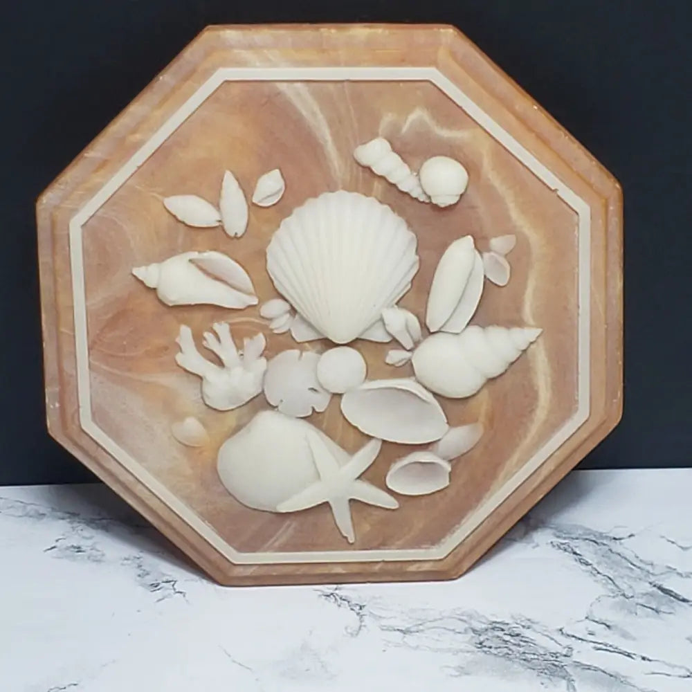 Soapstone Trinket Box Large Seashell Design (Vintage) Decor