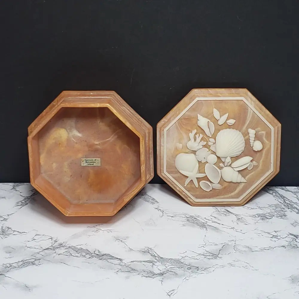 Soapstone Trinket Box Large Seashell Design (Vintage) Decor