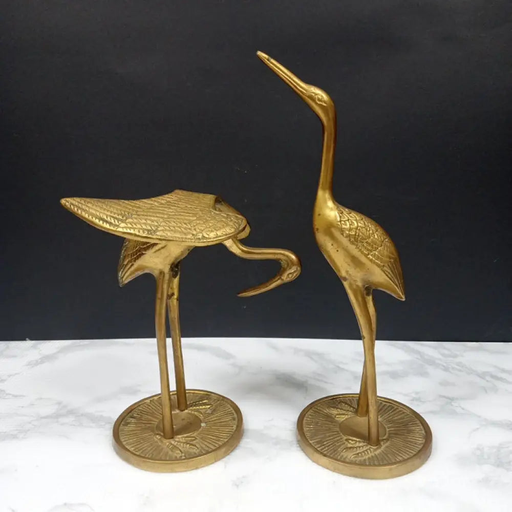 Solid Brass Herron Pair ( Vintage ) Decor