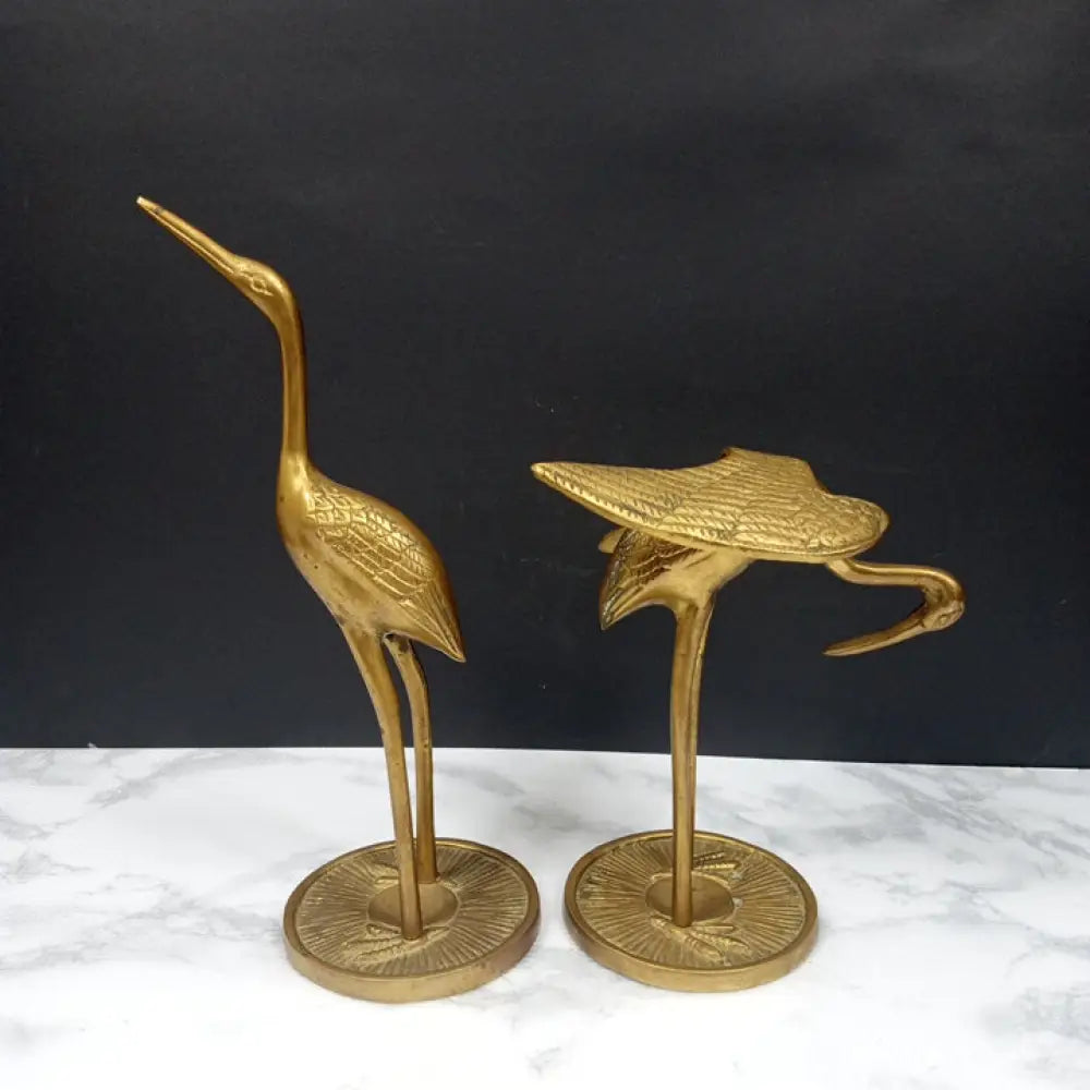 Solid Brass Herron Pair ( Vintage ) Decor